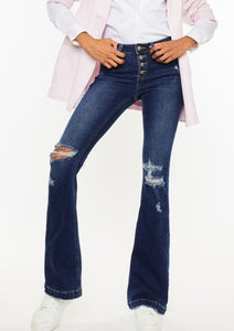 KanCan Stevie Button Fly Distressed Flare