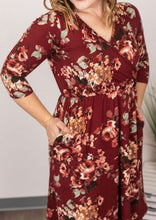 Load image into Gallery viewer, Taylor Floral Dress Burgundy