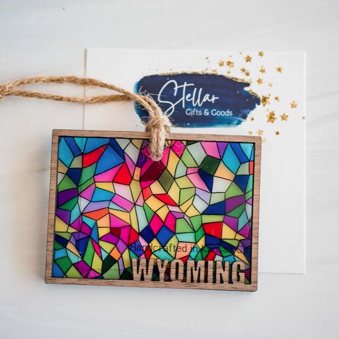Stained Glass  State Holiday Ornaments - Wyoming