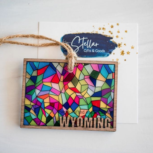 Stained Glass  State Holiday Ornaments - Wyoming