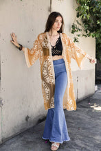 Load image into Gallery viewer, Leto Accessories - Contrast Mesh Cotton Lace Kimono: Rust