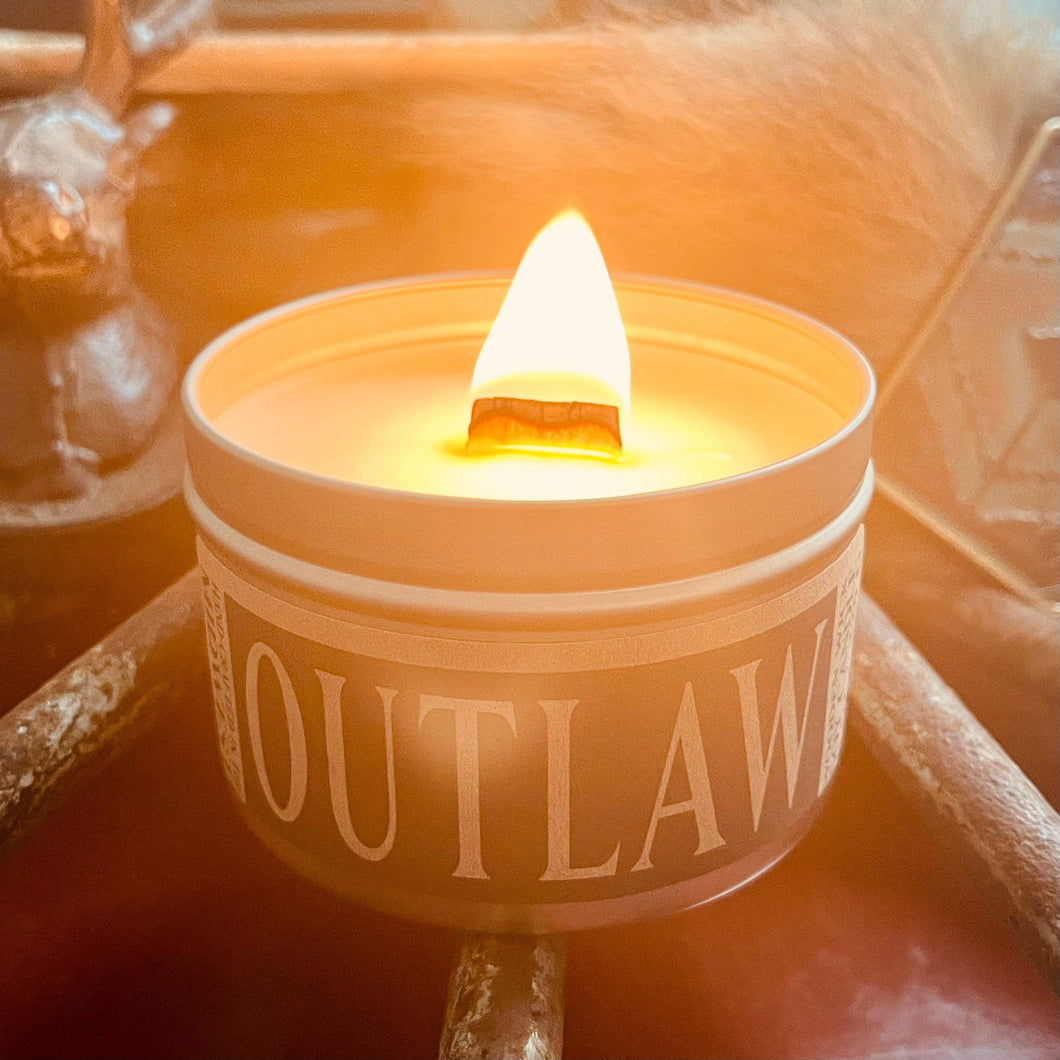 Dixie Grace - Outlaw - 8 oz Candle Tin - Wooden Wick