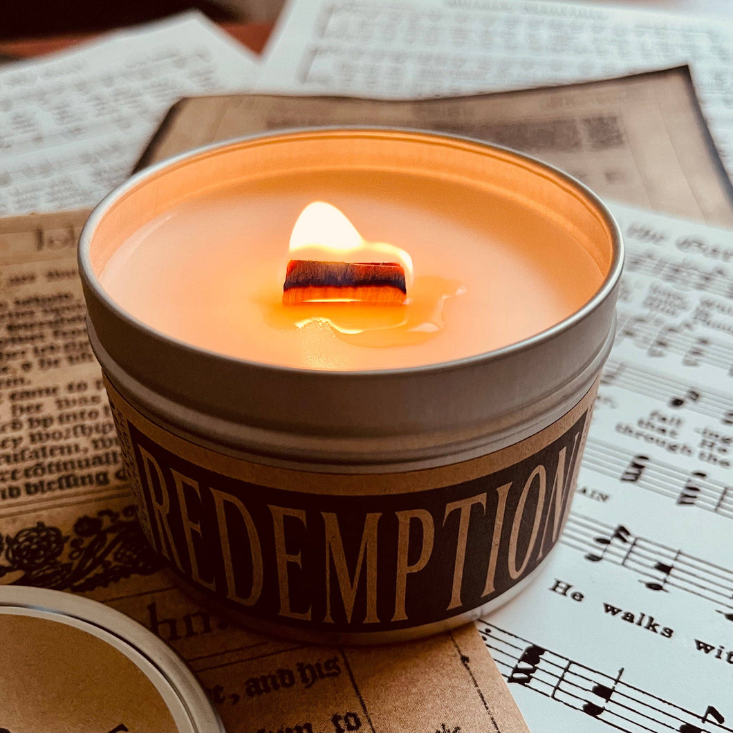 Dixie Grace - Redemption - 8 oz Candle Tin - Wooden Wick