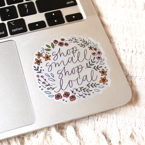 Elyse Breanne Design - Clear Shop Small Shop Local Sticker, 3x3 in.