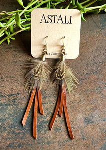 Mini Feathers Earrings Rust/Pheasant