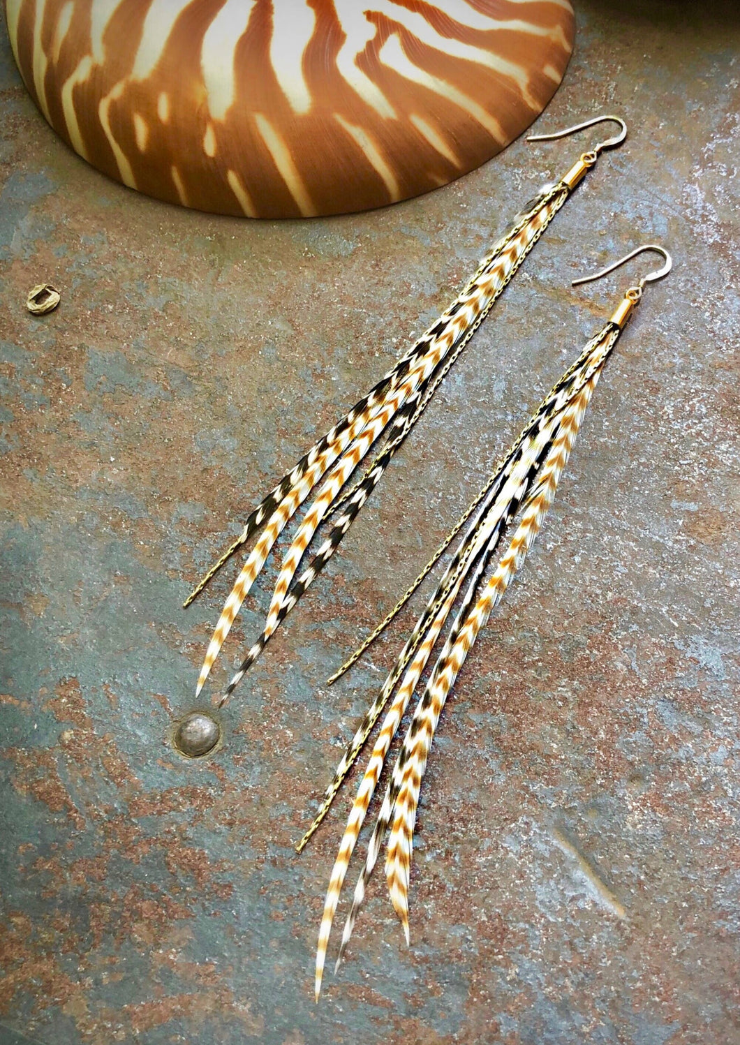 Mini Feathers Earrings Grizzly/Ginger