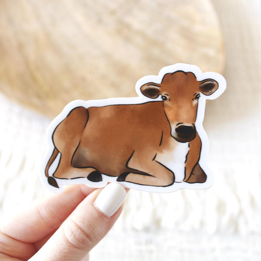 Elyse Breanne Design - Brown Cow Sticker 3.5x3 in.