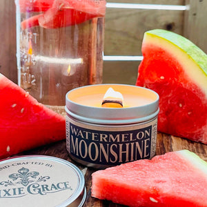 Dixie Grace - Watermelon Moonshine - 8 oz Candle Tin - Wooden Wick
