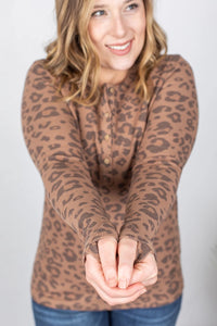 Harper Long Sleeve Cheetah Henley