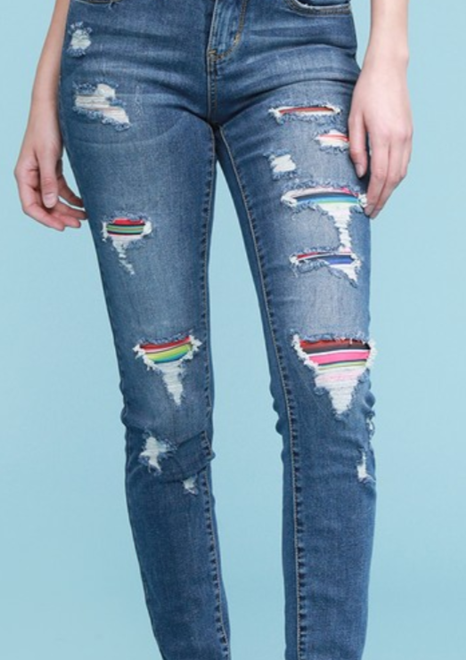 Serape Patchwork Jeans by Judy Blue